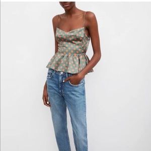 Zara satin top with polka dots